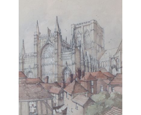 K. H. Panter, Town scene with a Cathedral, signed, watercolour, 30 x 23cms and another by the same hand, Market Square, (2).
