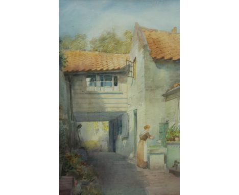 N. Hearne, after C. Pyne, 'Post Office at Amboise', France, signed, watercolour, 25cm x 36cm, another watercolour, and pastel