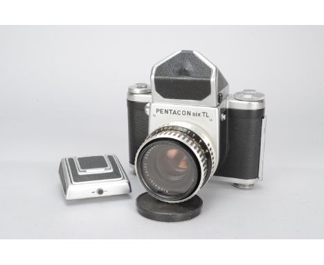 A Pentacon SIX TL Medium Format Camera, with Carl Zeiss Jena 60mm f/2.8 Biometar lens, shutter sluggish/sticking, elements G,