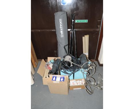 Studio Lighting Equpment, including two Broncolour 304 power packs, two 1500w Broncolour flash heads, Elinchrom x8 flash head
