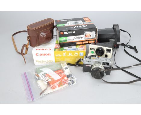 A Collection of Sundry Cameras, a Canonet G-III QL17 rangefinder camera, a Minolta-16 Model-P 16mm camera, a Coronet Cub came