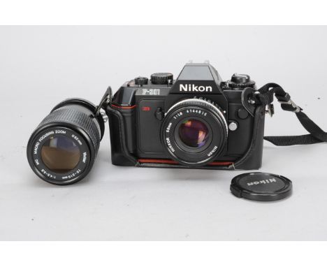 A Nikon F-301 35mm SLR Camera, with Nikkor 50mm f/1.8 pancake lens, serial no 4144815, barrel VG, elements VG, camera VG and 