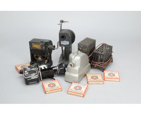 A Bolex 8mm Camera and Toy Projectors with 9.5mm Cine Films, including a Bolex Zoom Reflex P3 8mm cine camera, a Pathescope A