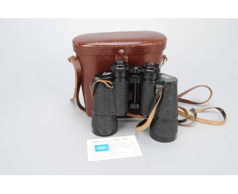 Carl Zeiss Jena Binoculars, Jenoptem, 10 x 50W, body G, elements G-VG, in leather case with original manual 