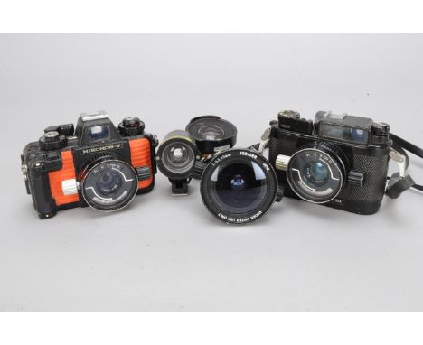 Nikonos-III and Nikonos-V Underwater Cameras,  ding to filter ring on Nikonos-III, shutter working, elements G, body G, Nikon