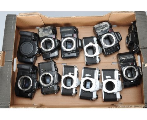 A Tray of AF and Manual SLR Bodies,  Canon EOS 650, Chinon, Minolta Dynax, Nikkormat FT2 and Pentax Spotmatic F 