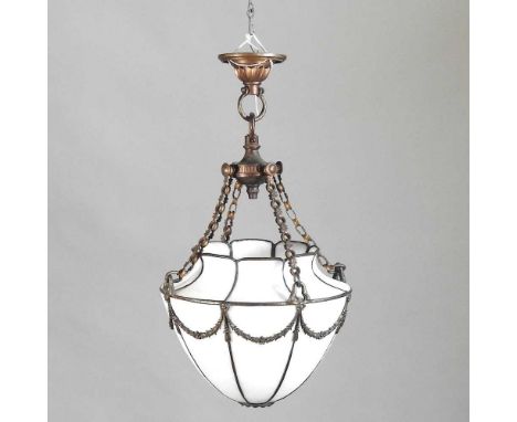 An early 20th century opaque glass ceiling light, 30cm diameter