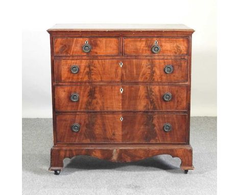 A 19th century mahogany chest, containing two short over three long drawers, on bracket feet96w x 51d x 95h cmCondition repor
