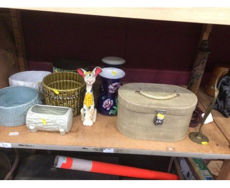 Ceramics, vanity case, lamp, etc (one shelf)