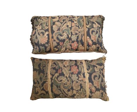 Pair of tapestry cushions with tassel trims, 50cm x 28cm