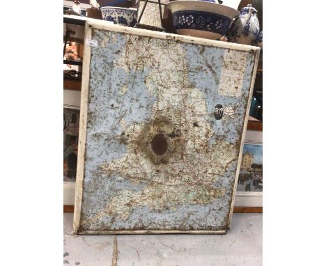 Vintage enamel map of the UK, 74cm x 60cm