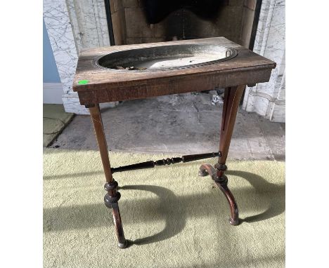 Regency rosewood planter/jardiniere stand on shaped end standardsQuite a few losses of veneer, splits to the top and is very 