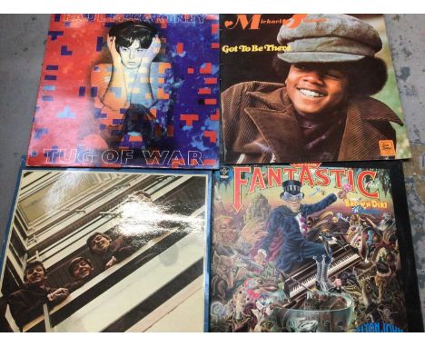 Bag of records, including Beatles, Michael Jackson, etc