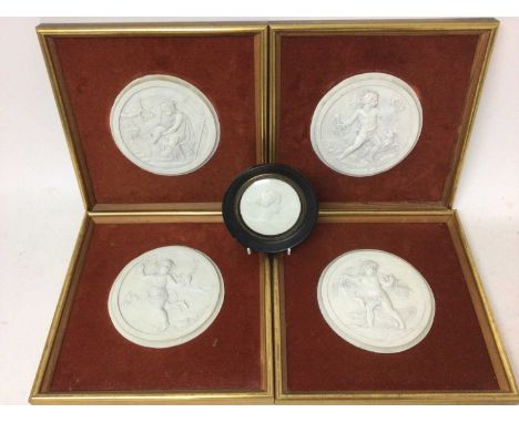 Victorian parian ware relief portrait plaque, circular form, stamped J PEYRE F./ NIEUWERKERKE DIR., 13cm diameter, together w