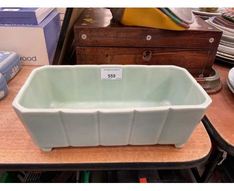 Unusual Poole Pottery flower trough with impressed, printed and incised marks to base 'Poole England, 159, Connaught Rooms'