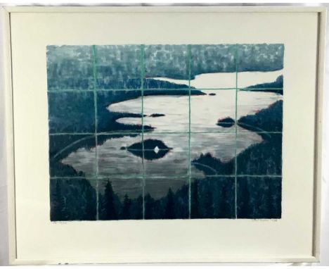 Sten Duner (b. 1931) lithograph, untitled, signed and dated 1986, 19/XX, 44cm x 58cm in glazed frame