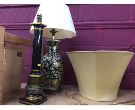 Porcelain table lamp and another lamp