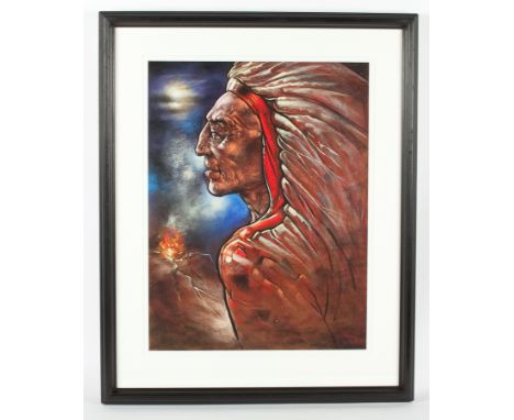 * CONOR GRAY,
CHIEFTAIN
pastel on paper, signed
65cm x 50cm
Mounted, framed and under glass
Note from Peter Howson OBE: 
The 