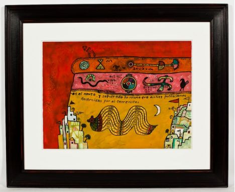 * ALAN DAVIE CBE RA HRSA RWA (SCOTTISH 1920 - 2014),
EL TERREMOTO
gouache on paper, signed, titled and dated 89
56cm x 77cm
F