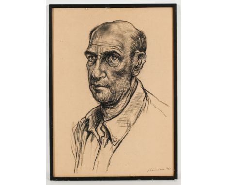 * PETER HOWSON OBE, 
PORTRAIT OF A FRIEND 
charcoal on paper, signed 
69cm x 49cm
Framed and under glass 