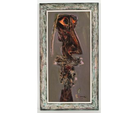 * JOHN BYRNE RSA,
ABSTRACT PORTRAIT
oil on board, signed
91.5cm x 44cm
In a bespoke frame, hand-painted by the artist 