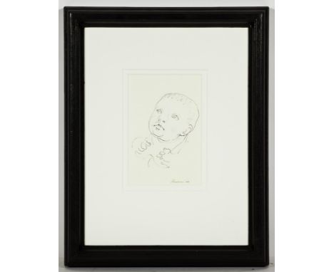 PETER HOWSON OBE,
INNOCENCE
pen on paper, signed and dated '09
20cm x 12cm
Mounted, framed and under glass 