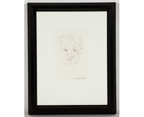 PETER HOWSON OBE,
WIDE-EYED
pencil on paper, signed and dated '09
20cm x 12cm
Mounted, framed and under glass 