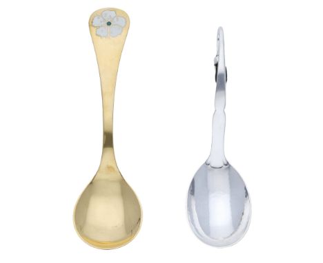 A Danish silver ‘Ornamental’ preserve spoon by Georg Jensen, numbered 21, hallmarked (in use from 1945), import marks for Lon