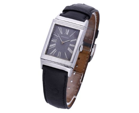 Jaeger-LeCoultre. A steel rectangular reversible wristwatch, Reverso, circa 1947. Movement: cal. K840, manual winding, 17 jew