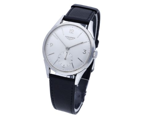 Longines. A stainless steel wristwatch, Ref. 6666-15, circa 1959. Movement: cal. 12.68Z, manual winding, 17 jewels, no. 10805