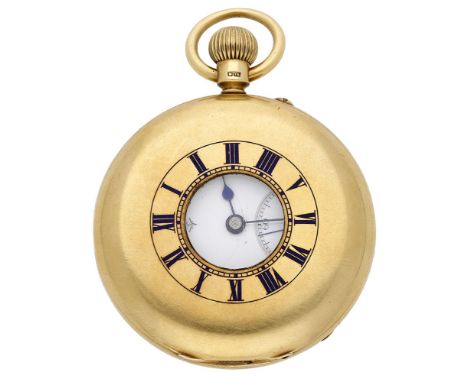 Rotherhams, Coventry. A gold half hunting cased keyless watch, 1901. Movement: three quarter plate, lever escapement no. 2419