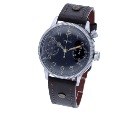 Hanhart. A military chromium-plated steel single button chronograph pilot’s watch, circa 1940. Movement: cal. 40, manual wind