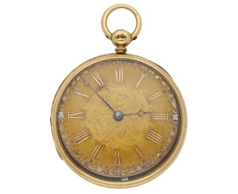 Robert Wilkie. A gold open-faced pocket watch, circa 1833. Movement: gilded full plate, lever escapement, no. 3045. Dial: gil
