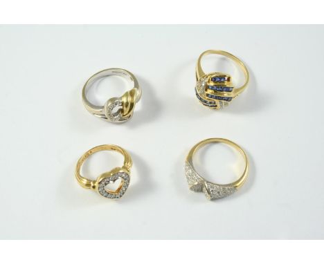 AN 18CT TWO COLOUR GOLD AND DIAMOND RING set with circular-cut diamonds, size P 1/2, together with a diamond and 18ct gold he