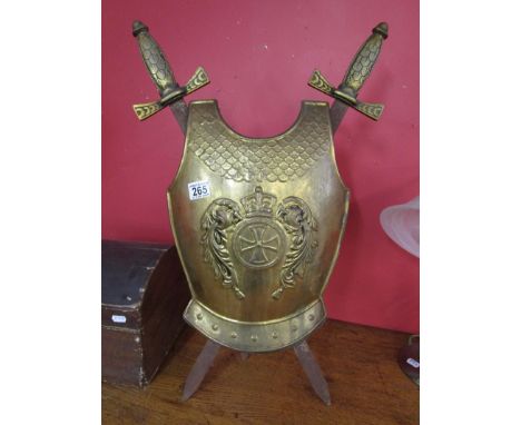 Brass coat of arms fireguard