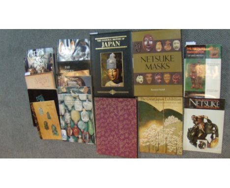 Sixteen various books and catalogues, to include: Bushell, 'Netsuke Masks', Stierlin, 'A Cultural History of Japan', Royal Ac