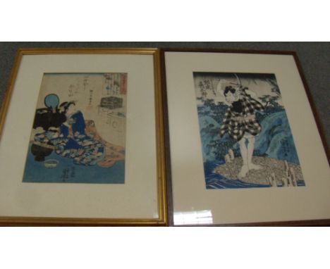 Kuniyoshi (1797-1861), two woodblock prints, tooth blackening from the series 'Tatoe-gusa Oshige Hachike', publisher Kiyoemon