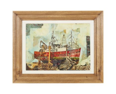 [§] MALCOLM JOHN CHEAPE (B. 1964)  CY341 IN HARBOUR   Watercolour, signed  48cm x 66cm Note: These model ships (Lots 197-199)