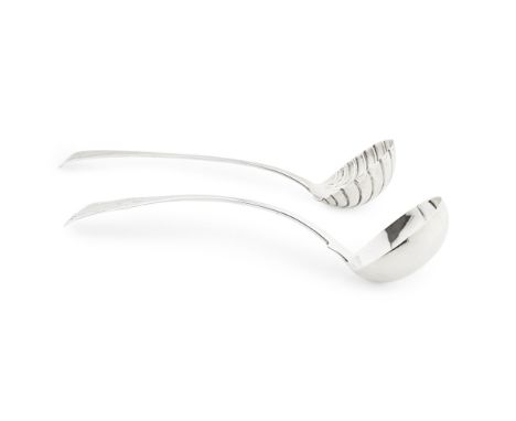 A VICTORIAN SOUP LADLE  D MCDONALD, GLASGOW 1840   of single struck Queen's pattern variant with vacant terminals; together w