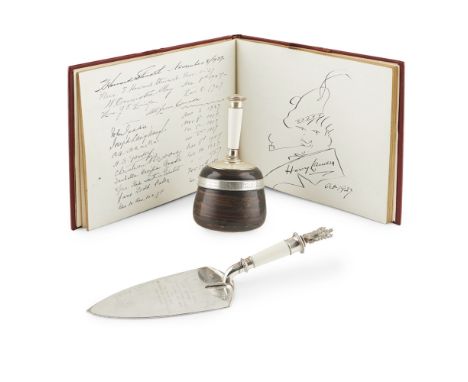 A COLLECTION OF ITEMS RELATED TO THE LEITH TOWN HALL LIBRARY  20TH CENTURY   to include a presentation trowel for the laying 