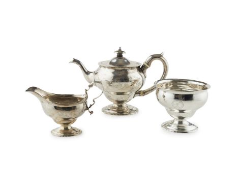 GLASGOW - A SCOTTISH PROVINCIAL THREE PIECE TEA SERVICE  JAMES MCEWAN   marked JMcE, town mark, S, comprising teapot, sugar b