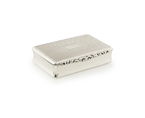 A WILLIAM IV SNUFF BOX  JAMES NASMYTH, EDINBURGH 1831   of rectangular outline with unswept sides, all over engine turned dec