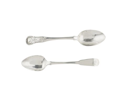 DUMFRIES - A SCOTTISH PROVINCIAL TEASPOON  HENRY MOUNCIE   marked K, unicorn, anchor, HM, of Fiddle pattern with script initi