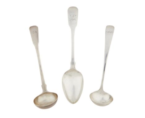 DUMFRIES - A SCOTTISH PROVINCIAL TODDY LADLE  DAVID GRAY   marked K, unicorn, anchor, DG, of Old English pattern, engraved in