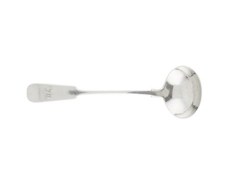 ELLON (POSSIBLY) - A SCOTTISH PROVINCIAL TODDY LADLE  JOHN MACKIE   marked JM, JM, EL, of Fiddle pattern, italic WR engraved 