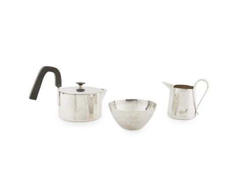 A MATCHED THREE PIECE TEA SERVICE  EDITH CAROLYN HERRIES, EDINBURGH 1967, 1963   comprising a teapot, milk jug and sugar basi