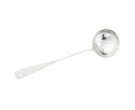A GEORGE III SOUP LADLE  ROBERT GRAY, EDINBURGH 1797   of Old English pattern, foliate M to terminal  25cm long, 6.1oz