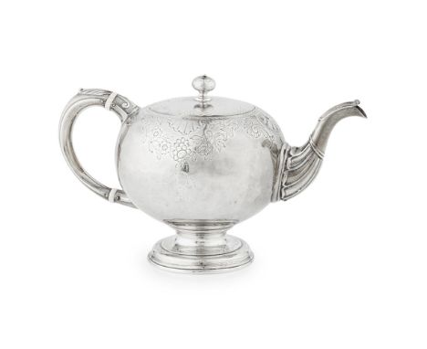 GLASGOW - A SCOTTISH PROVINCIAL BULLET TEAPOT  JAMES GLEN, GLASGOW 1743   of conventional bullet form with flat chased border