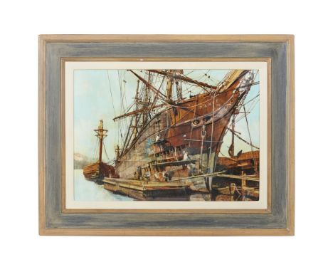 [§] MALCOLM JOHN CHEAPE (B. 1964)  RANEE   Gouache and mixed media, signed  49cm x 69cm Note: These model ships (Lots 197-199