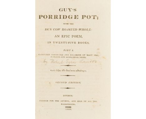 NO RESERVE [Landor (Robert Eyres, attrib.)] Guy's Porridge Pot; with the Dun Cow Roasted Whole, an Epic Poem in Twenty-Five B